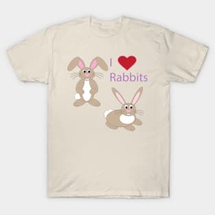 Wildlife design, rabbit, I Love Rabbits T-Shirt